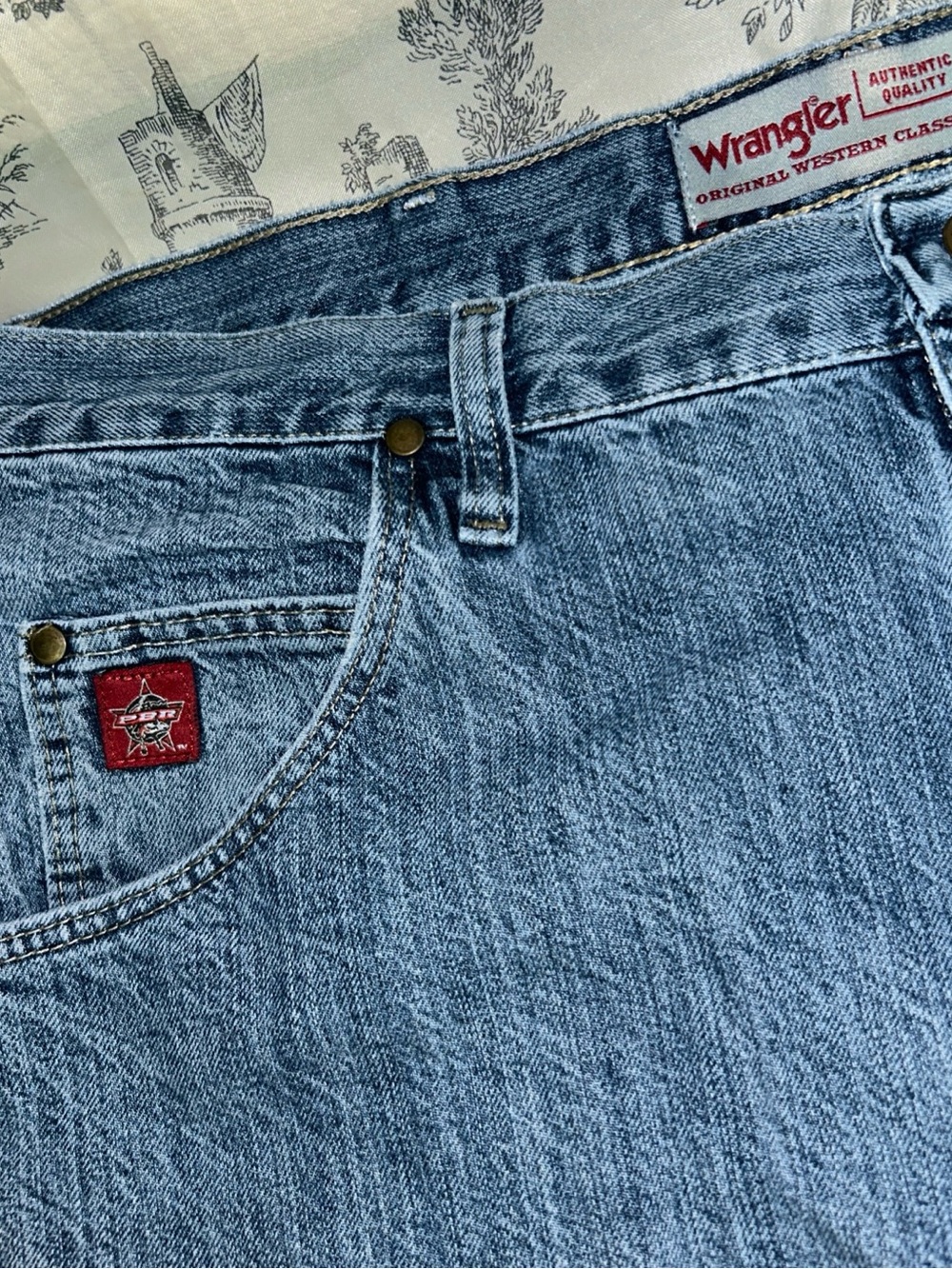PBR Wrangler Men's Light Wash Blue Relaxed Jeans